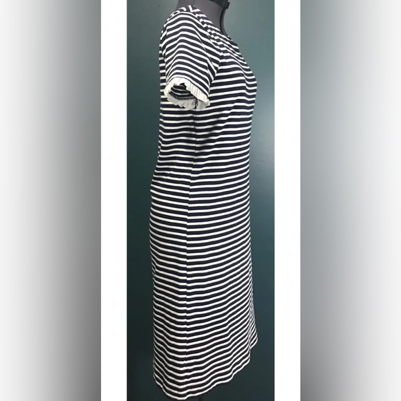 J CREW 100% Cotton Striped Ruffle Navy Blue Sundress Casual Dress S Small 4 6 - Picture 6 of 12